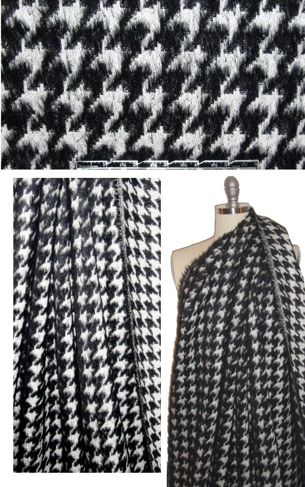 Italian mohair/alpaca coating - b/w houndstooth .75 yds