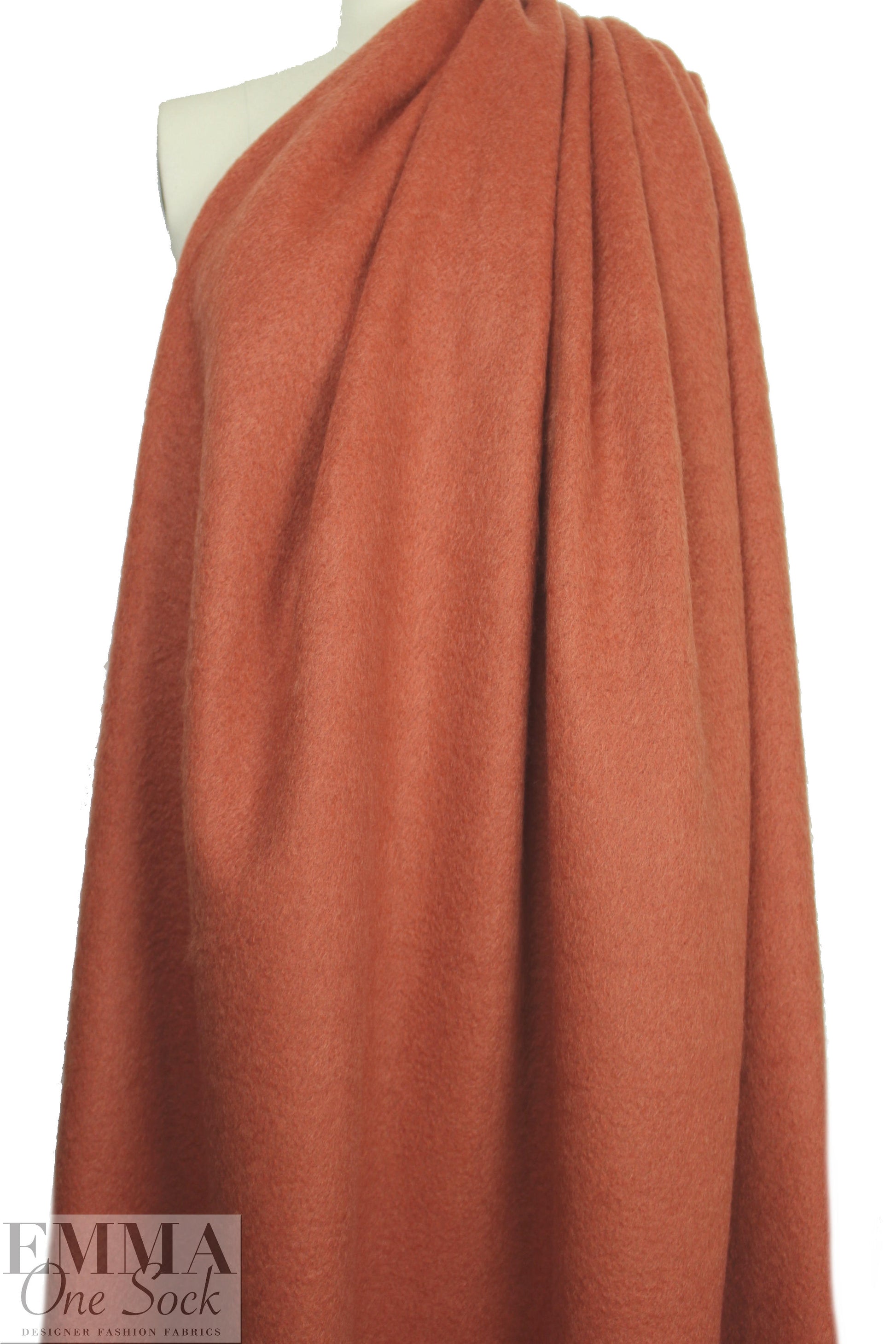 NY designer 'furry' wool blend coating - rusty orange