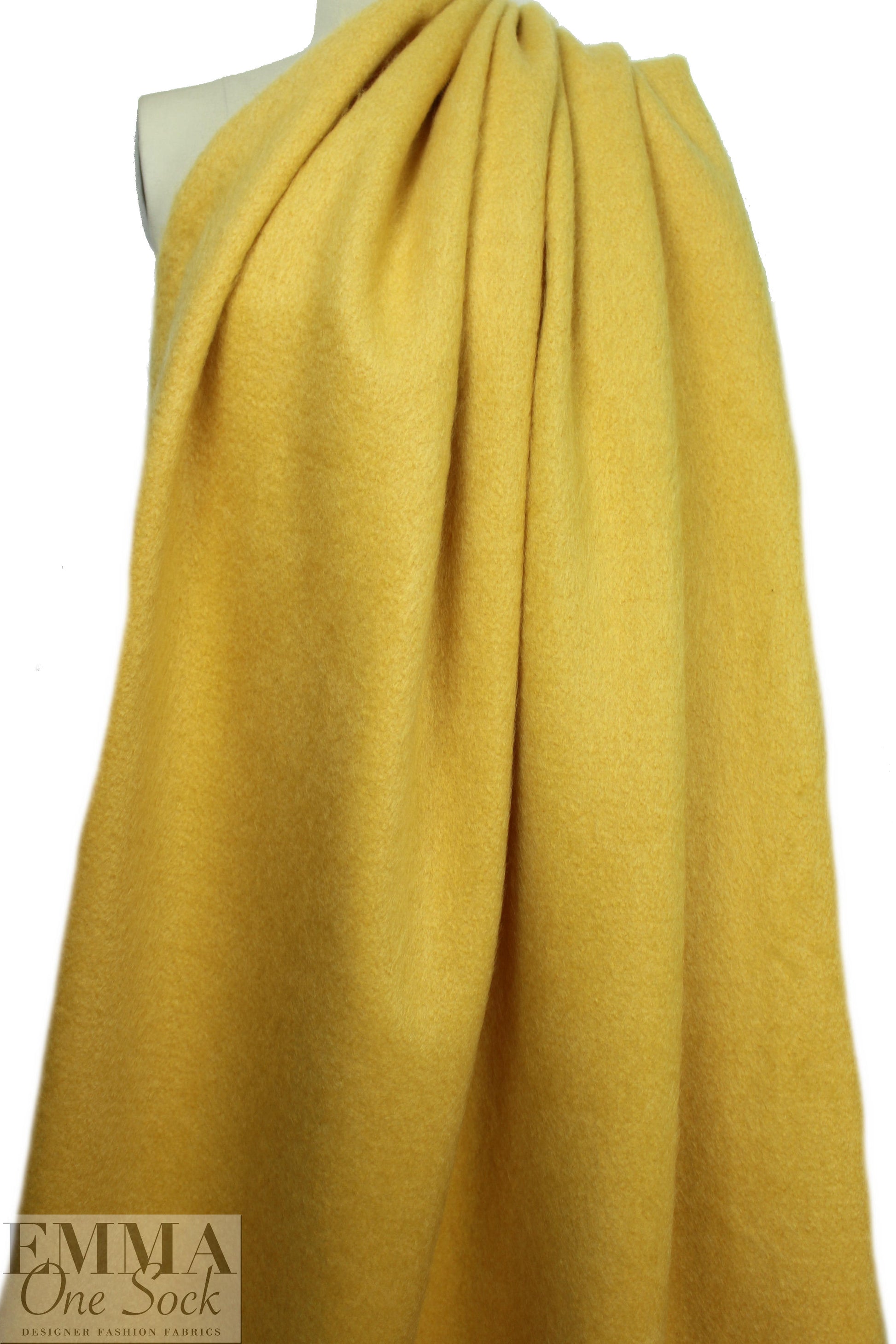 NY designer 'furry' wool blend coating - yellow curry 1.25 yds