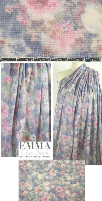 Italian wool/moh blend open sweater - denim floral