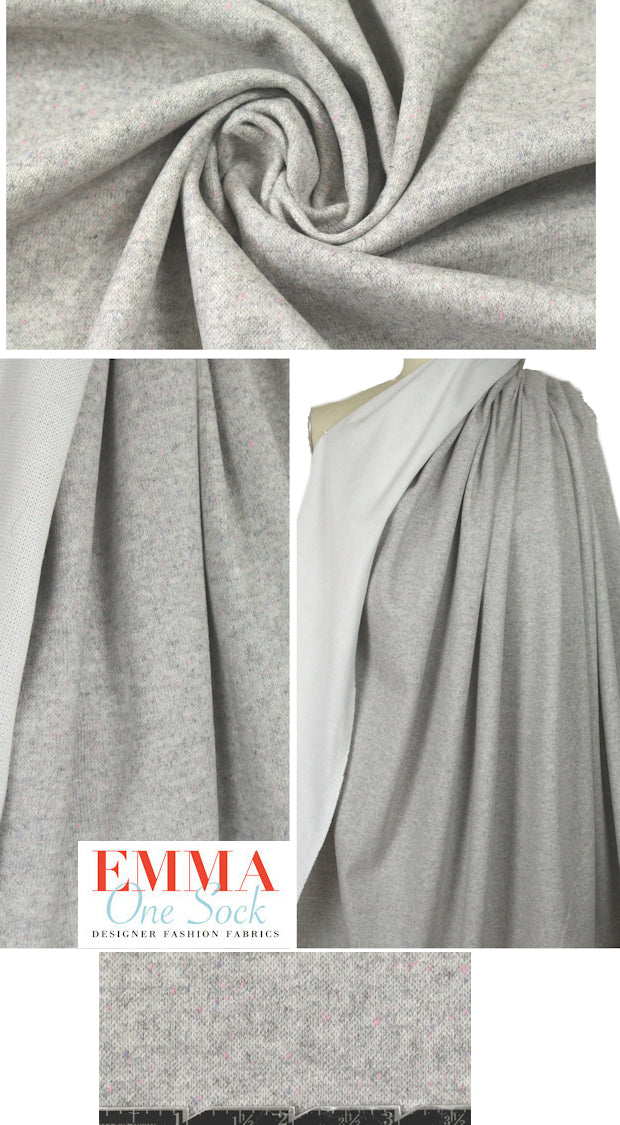 speckled wool blend 'athleisure' sweater knit - stone 1 yard