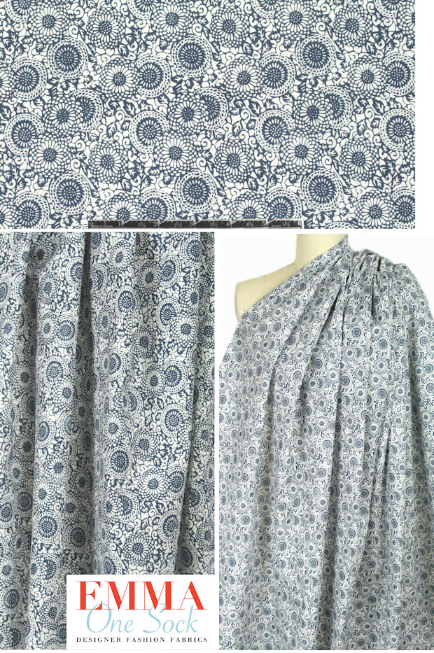 hemp/org. cotton 'muslin' - navy zinnia