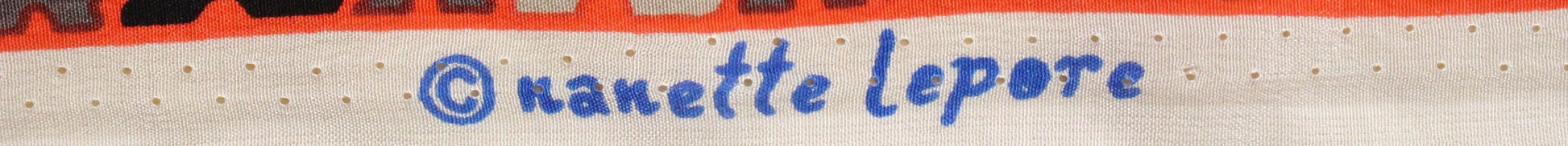 famous designer border design CDC - coral/cobalt 1.875 yd