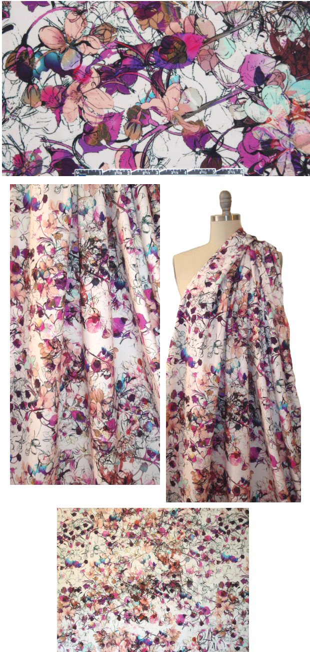 Black Hal0 tangled flowers neoprene/scuba knit