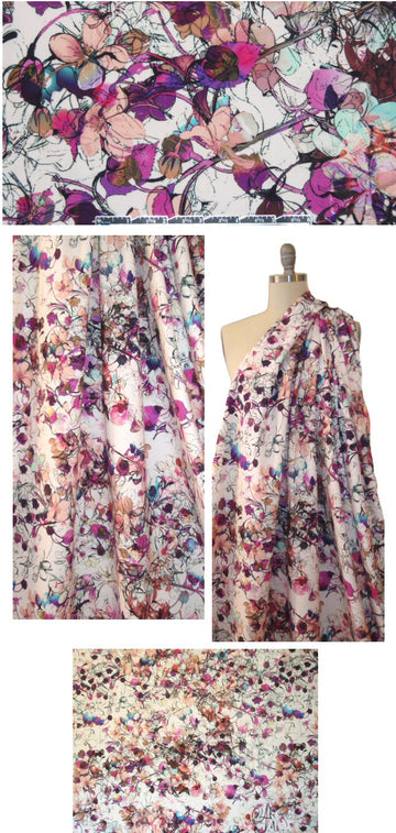Black Hal0 tangled flowers neoprene/scuba knit