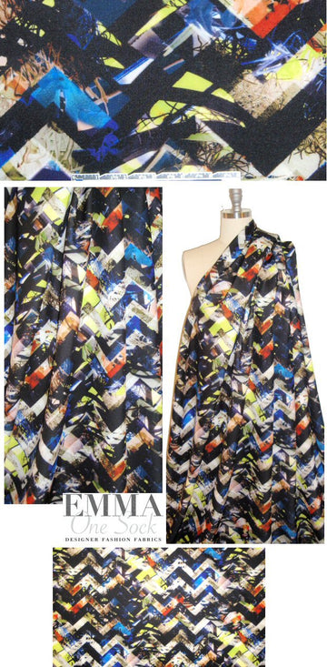Mi11y zigzag abstract print scuba knit 1.25 yd