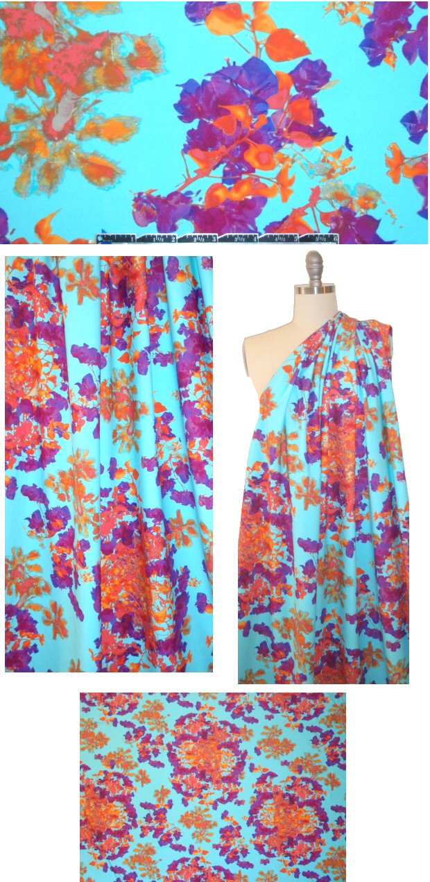 Black Hal0 flowery clusters neoprene/scuba knit