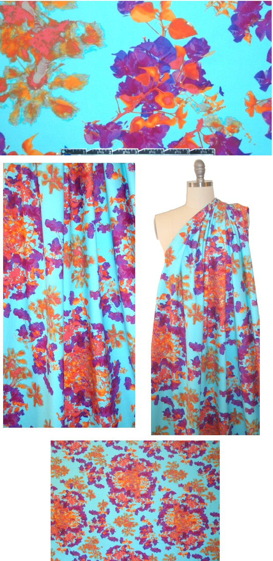 Black Hal0 flowery clusters neoprene/scuba knit