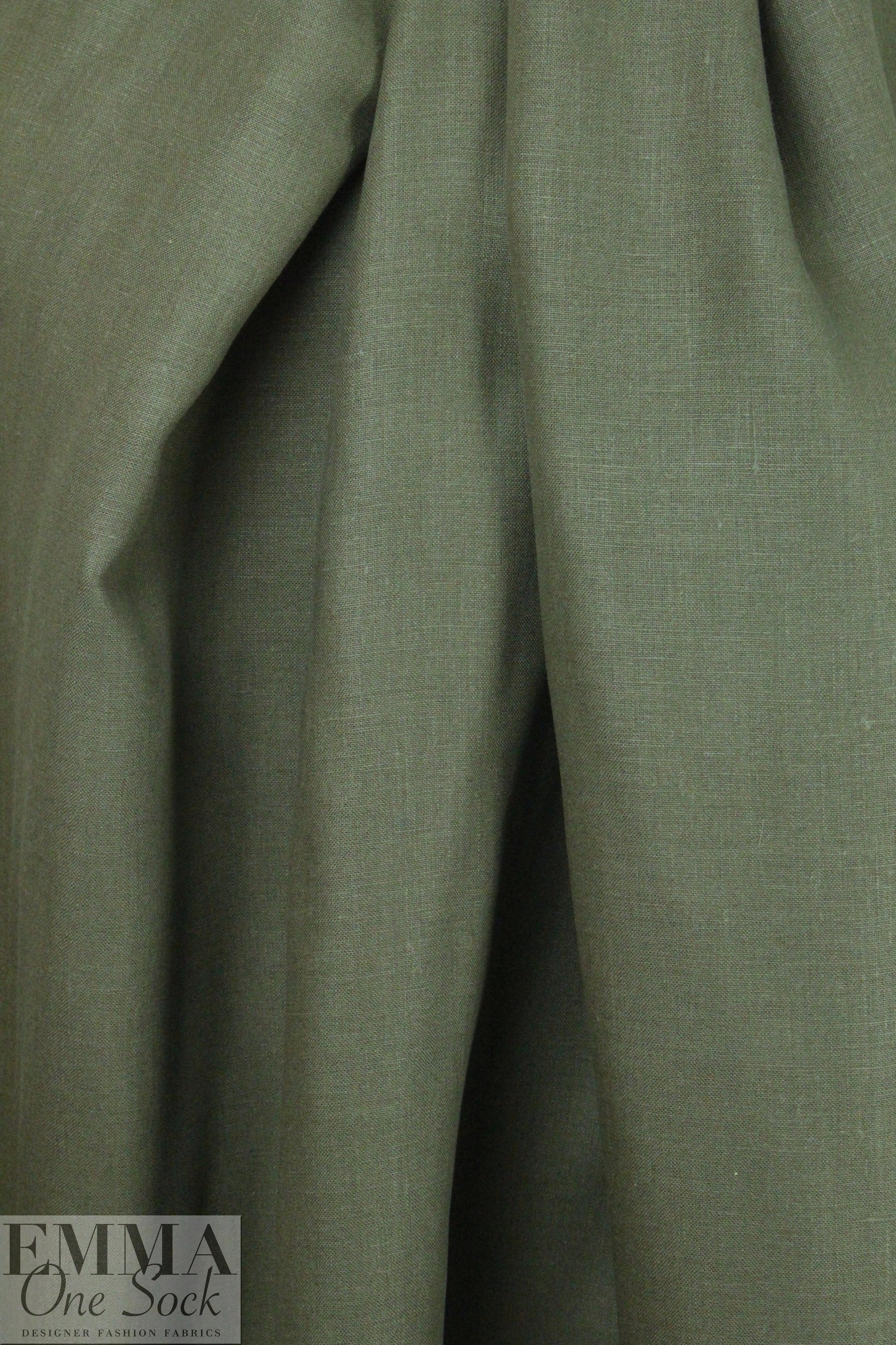 European medium weight linen - army green