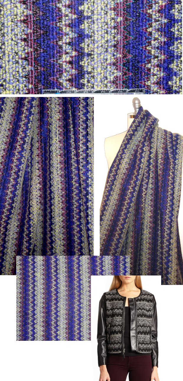 Mi11y royal purple/pink/yellow novelty wool 1.625 yd