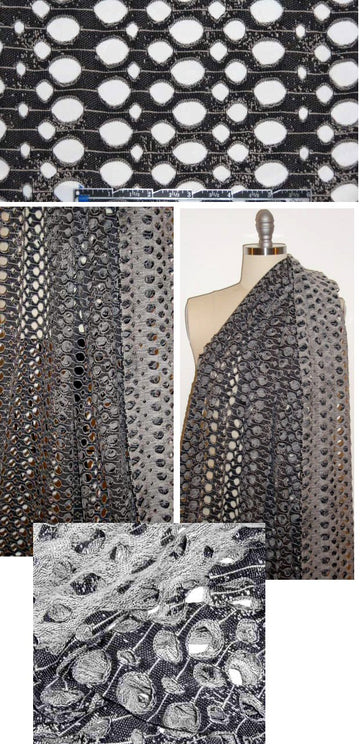 'chain link' novelty stitch sweater knit - black/bone