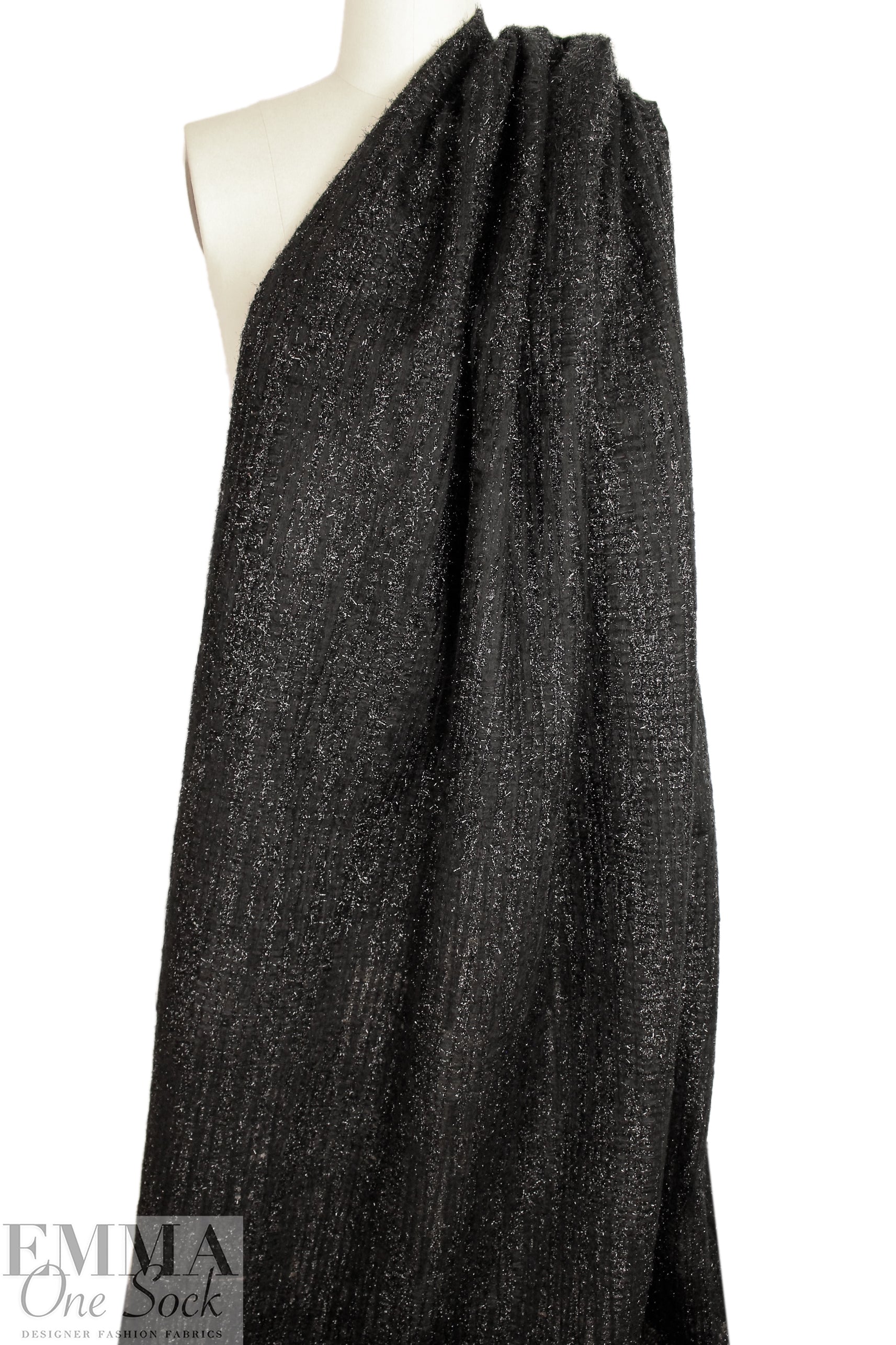 Italian mesh-backed sparkle boucle' suiting - black 1.75 yd