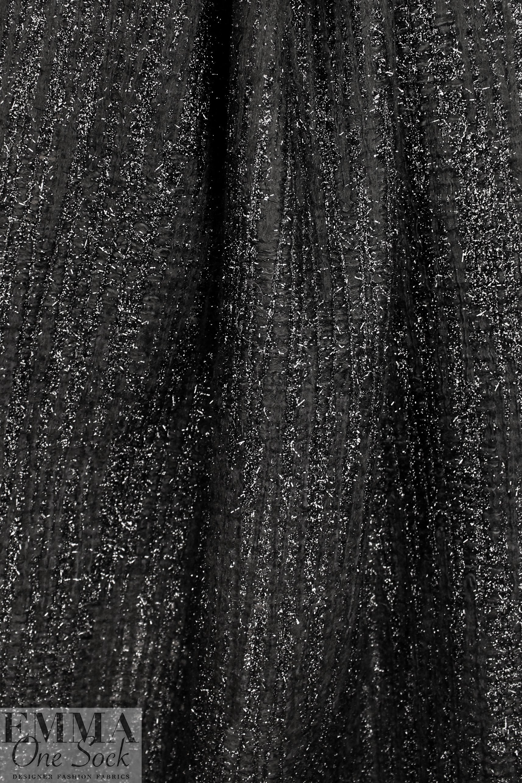 Italian mesh-backed sparkle boucle' suiting - black 1.125 yds