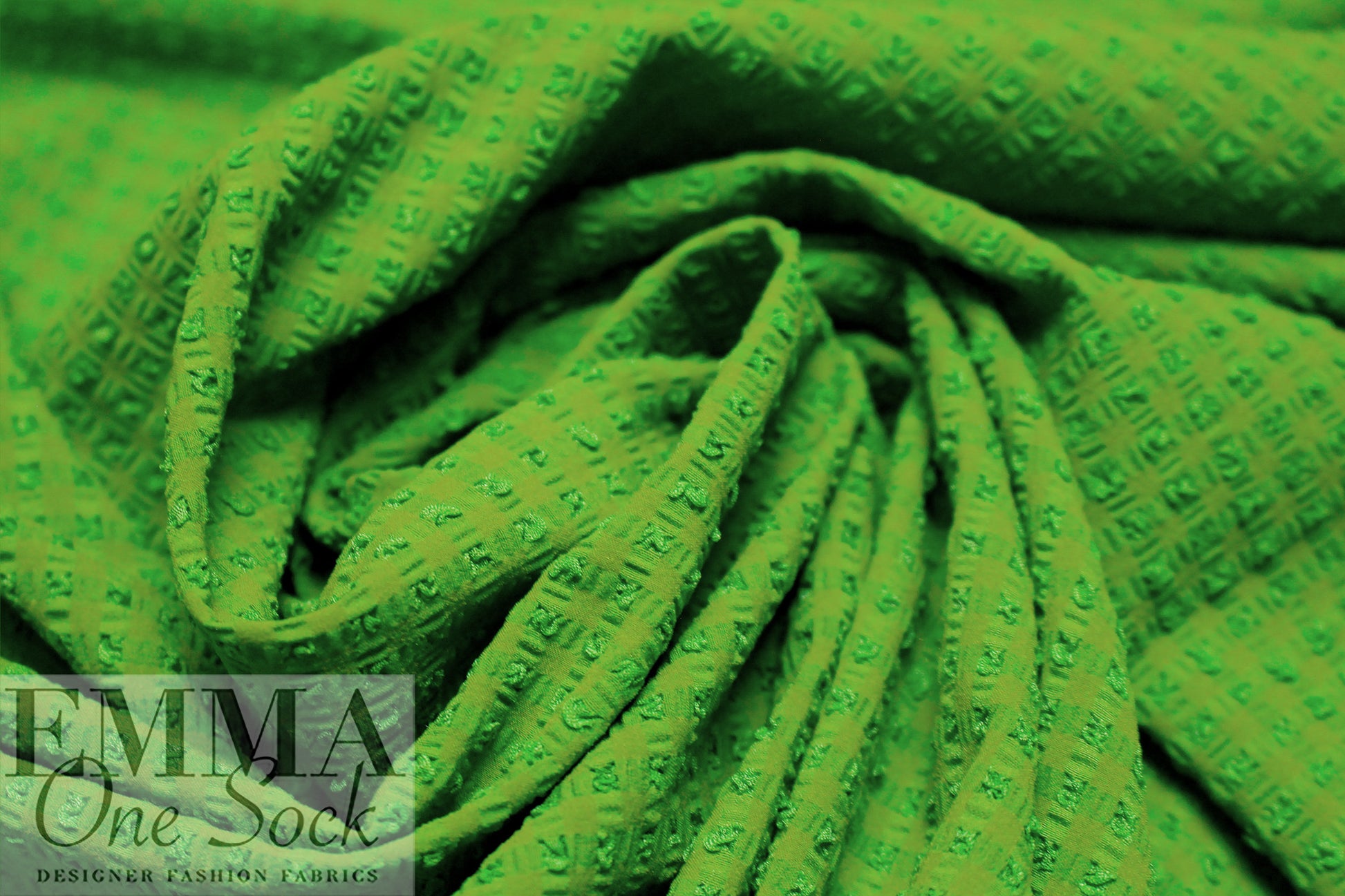Rache1 Comey textured 'seersucker pucker' - lime .5 yds