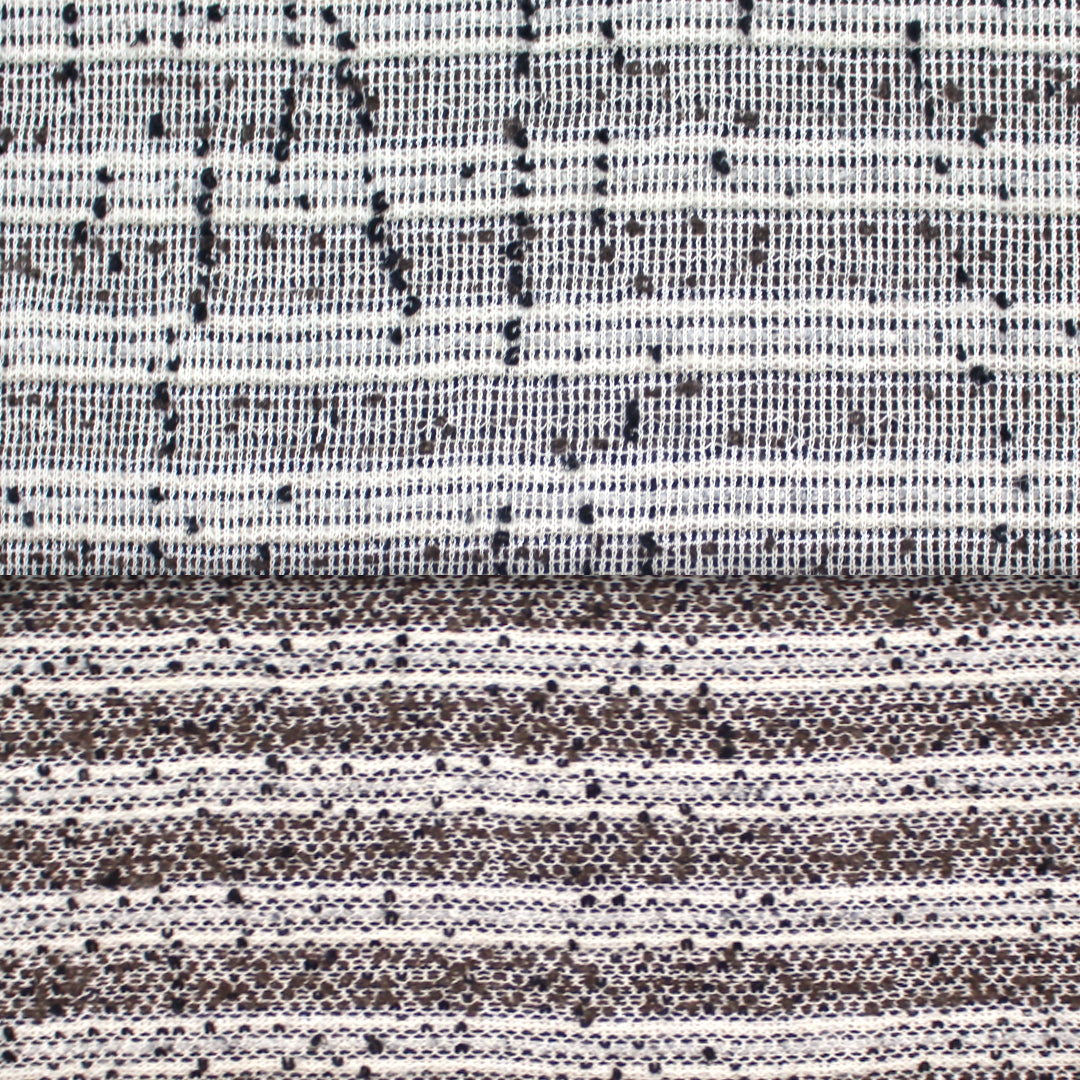 Italian wool blend novelty knit boucle' - walnut/ecru/black 2.25 yds