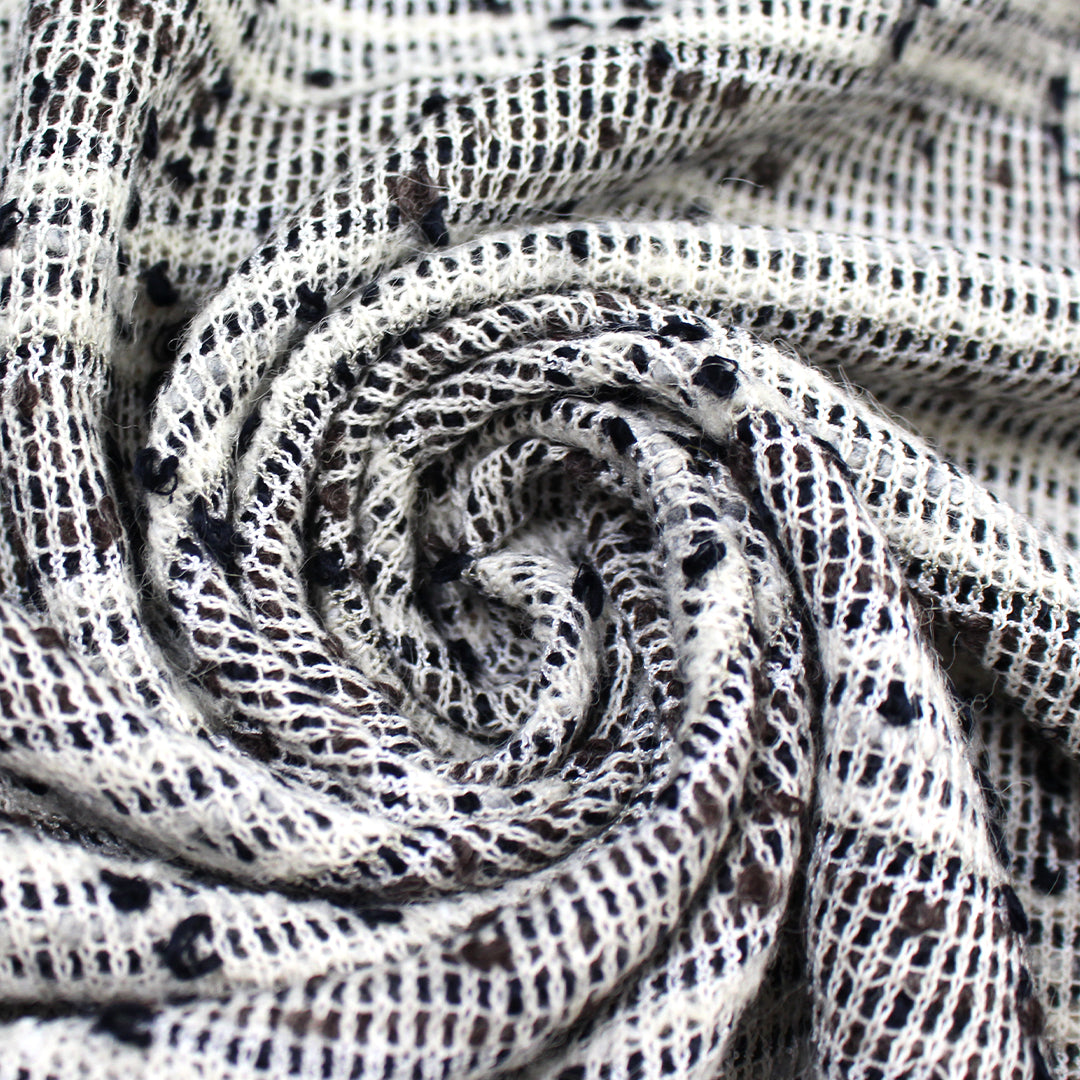Italian wool blend novelty knit boucle' - walnut/ecru/black 2.25 yd