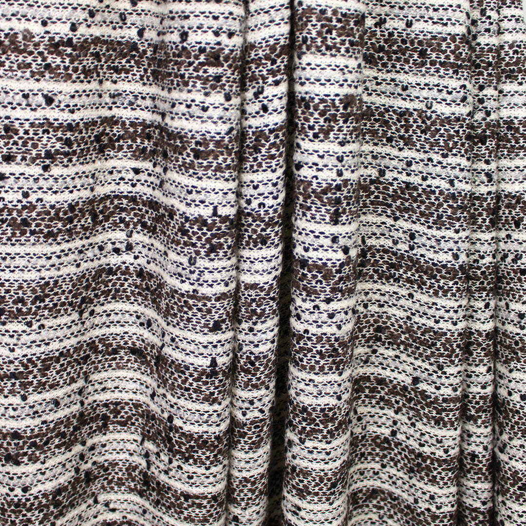 Italian wool blend novelty knit boucle' - walnut/ecru/black 2.25 yds