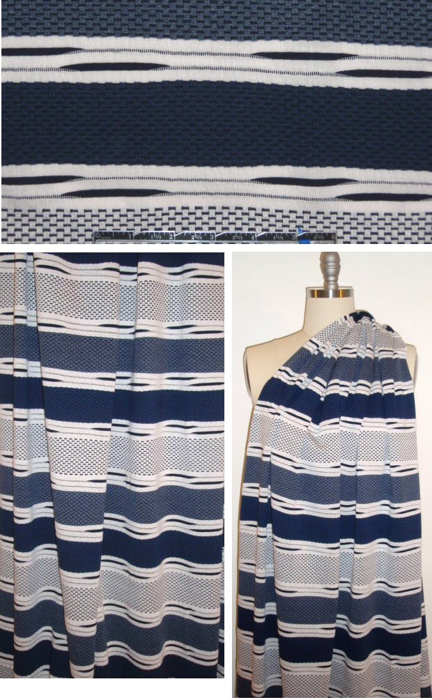 yarn-dye novelty stripe knit - navy/stonewash/white