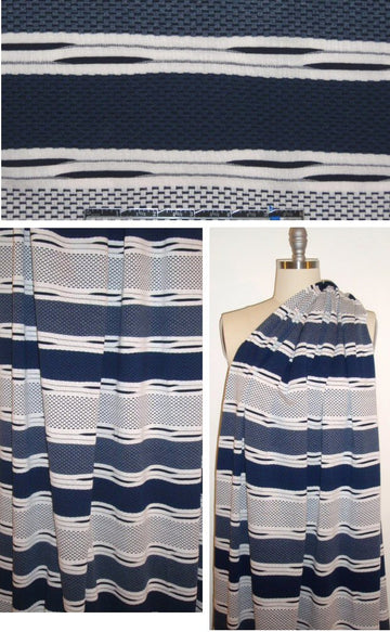 yarn-dye novelty stripe knit - navy/stonewash/white