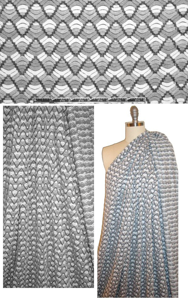 yarn-dye novelty chevron knit - grays/black/white 1 yard