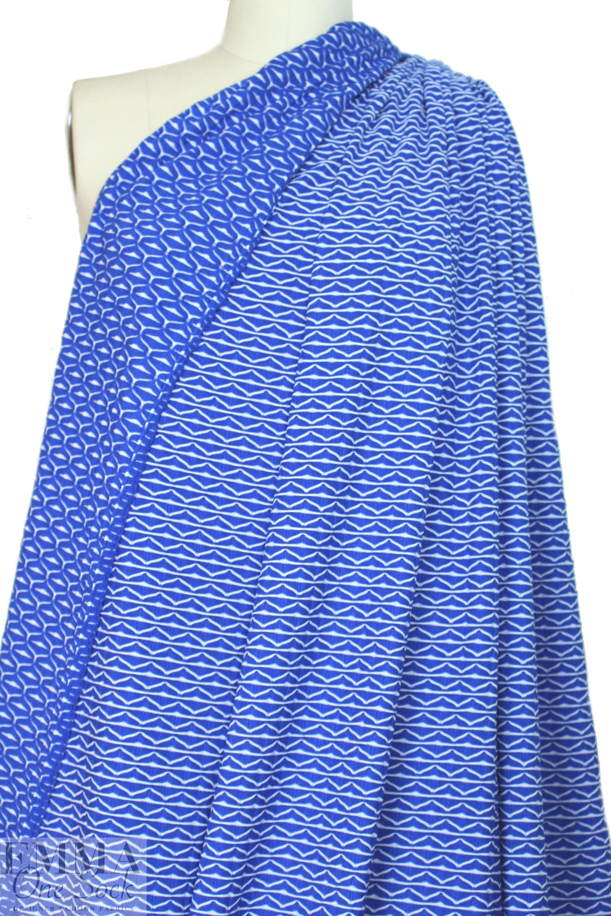 textured yarn dye novelty knit - royal/white