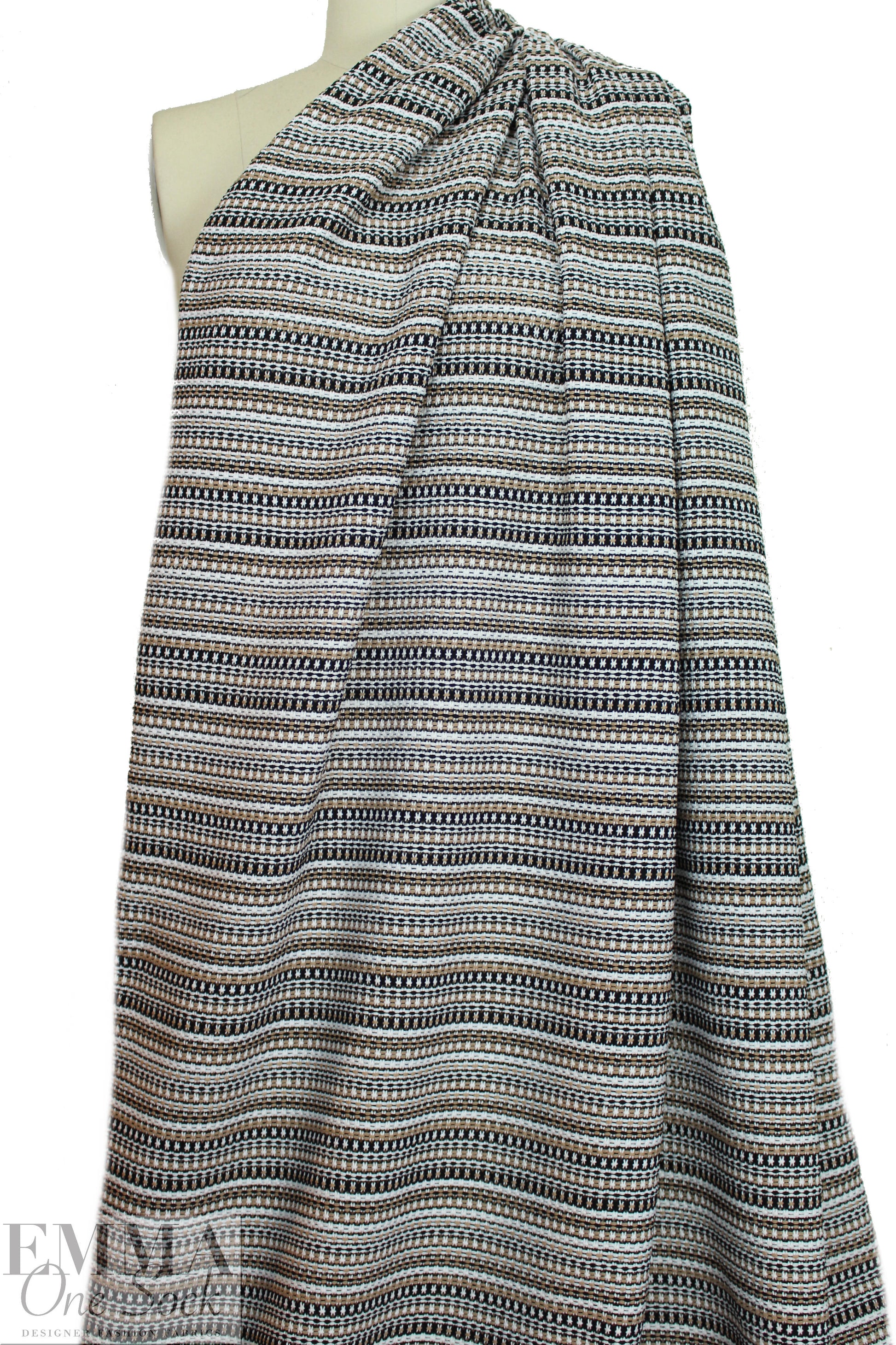 NY designer 'crochet stitch' weave - black/taupe/white