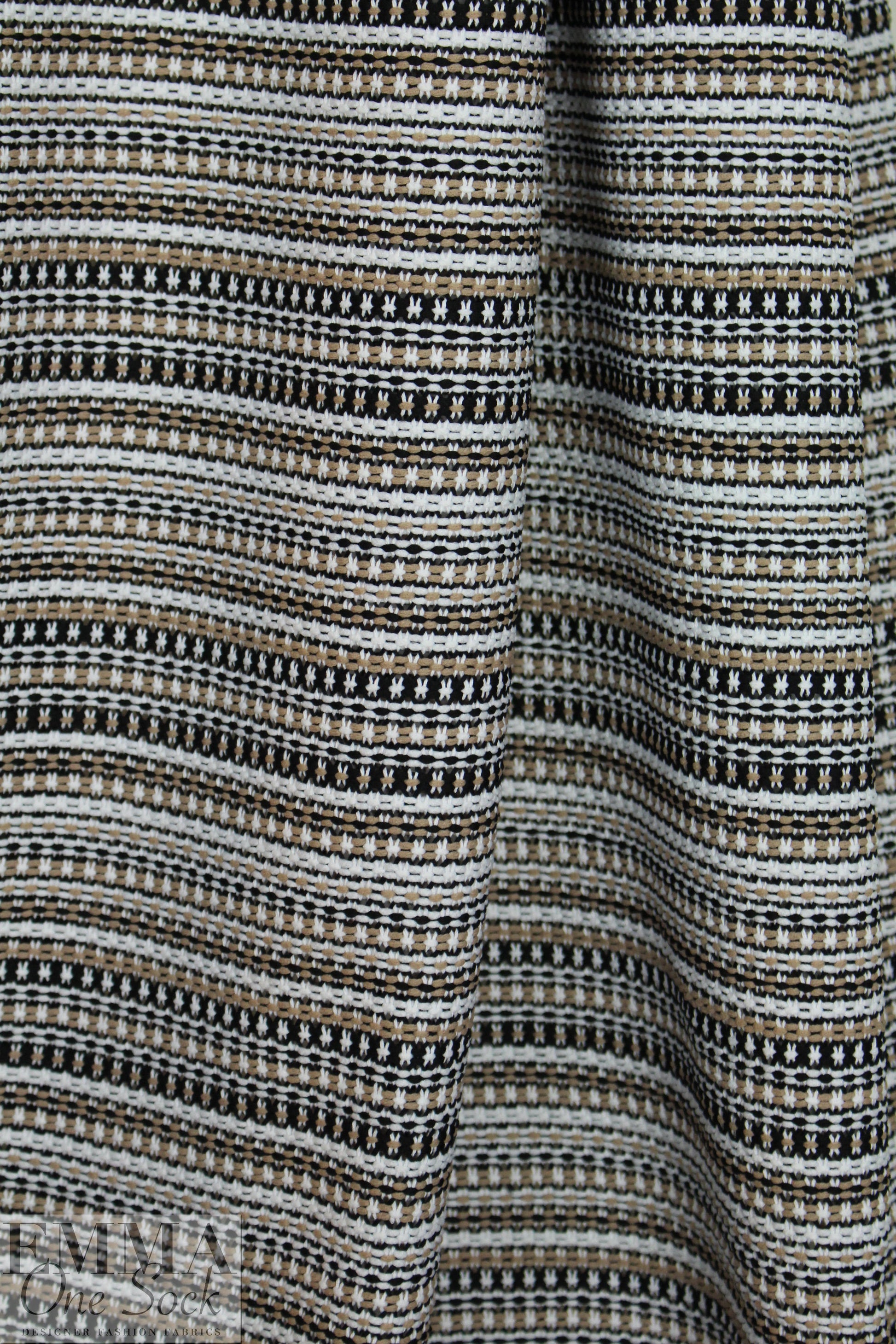 NY designer 'crochet stitch' weave - black/taupe/white