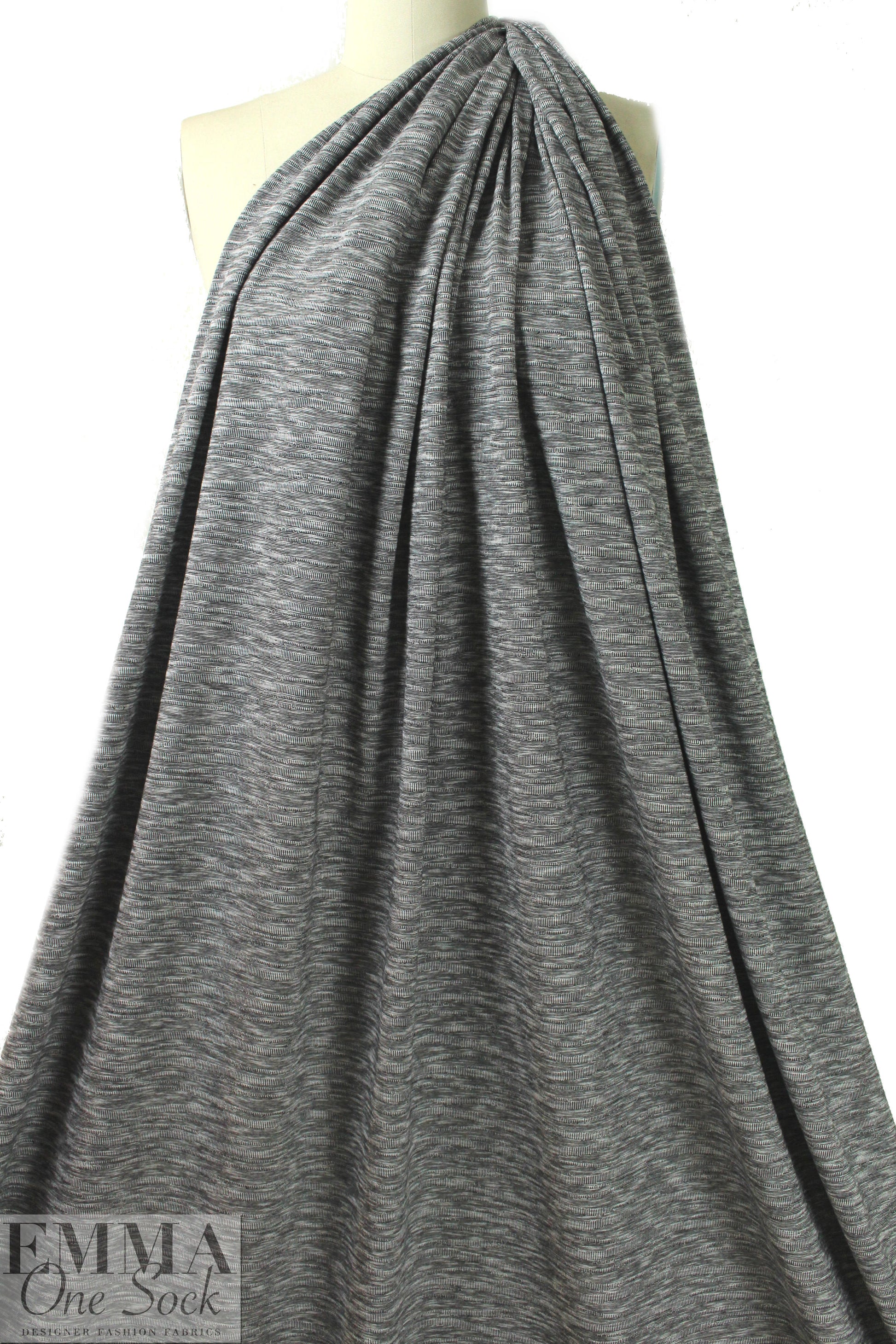 NY designer wavy crosshatch stripe cotton knit