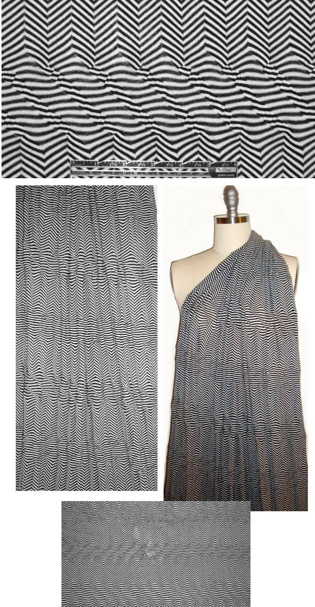 NY designer black/white novelty crinkle stripe featherweight knit 1.625 yd