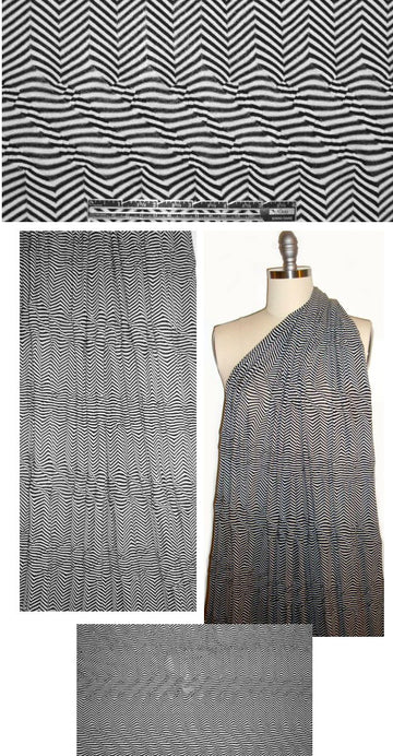 NY designer black/white novelty crinkle stripe featherweight knit 1.625 yd