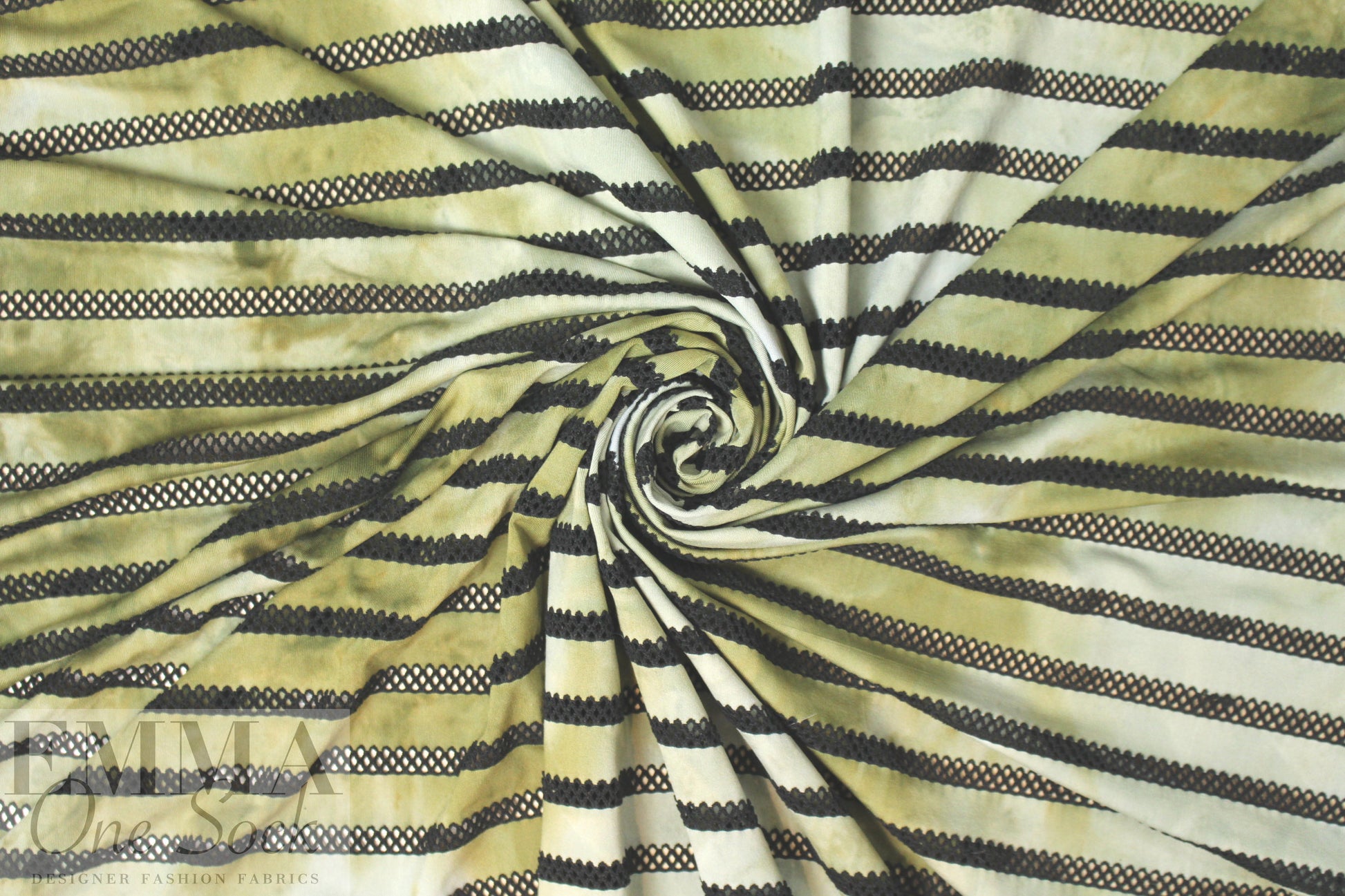 NY designer tie dye/lace novelty knit - olive/black