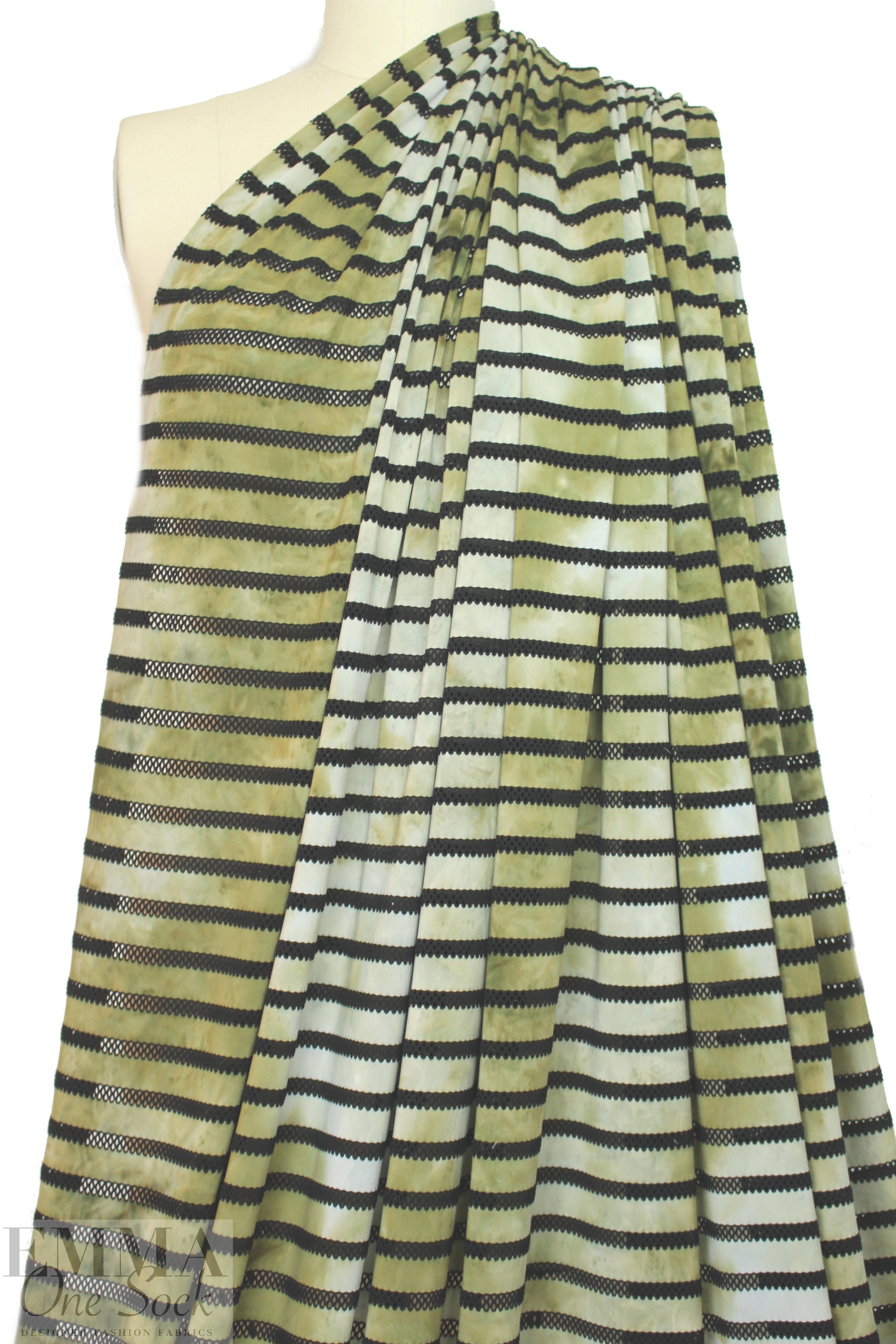 NY designer tie dye/lace novelty knit - olive/black