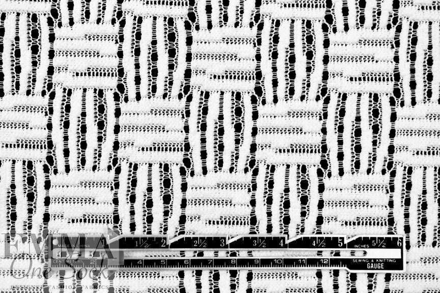 basketweave stitch lacey knit, Oeko-Tex certified - white .75 yds