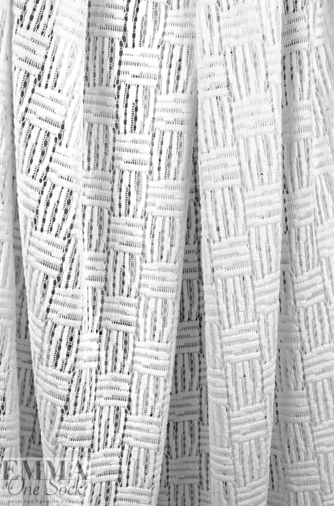 basketweave stitch lacey knit, Oeko-Tex certified - white .75 yds