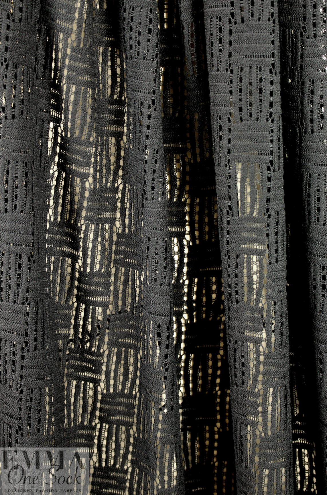 basketweave stitch lacey knit, Oeko-Tex certified - black 1.66 yd