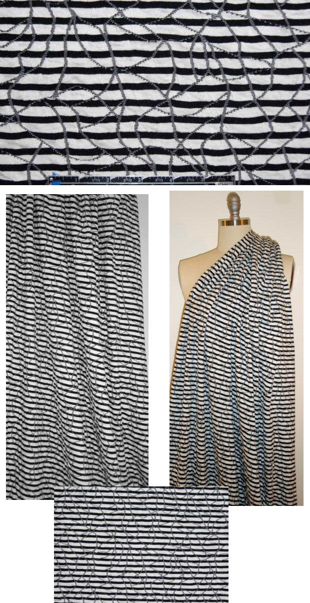 crazy stitich stripe yarn-dye novelty knit - black/cream 1 yard