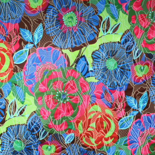 suiting, cotton blend overprinted novelty woven 'floral twist'