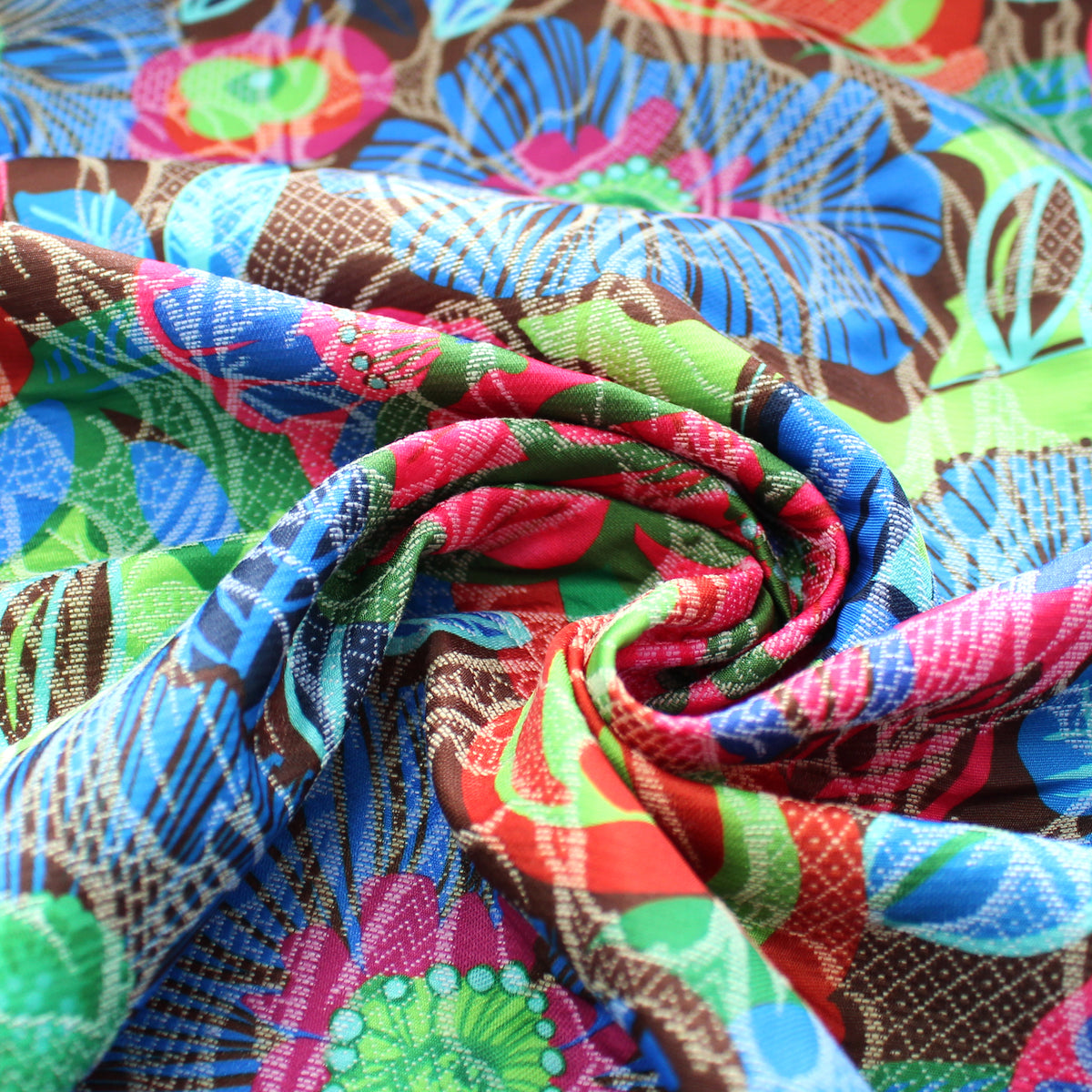 suiting, cotton blend overprinted novelty woven 'floral twist'