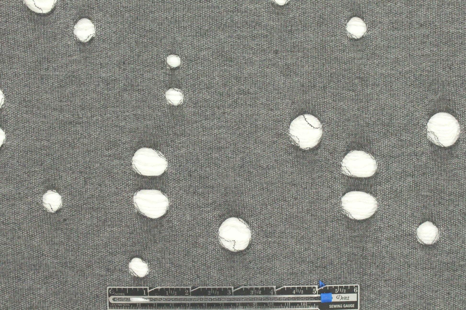 Italian 'drop stitch' novelty sweater knit - tweedy gray