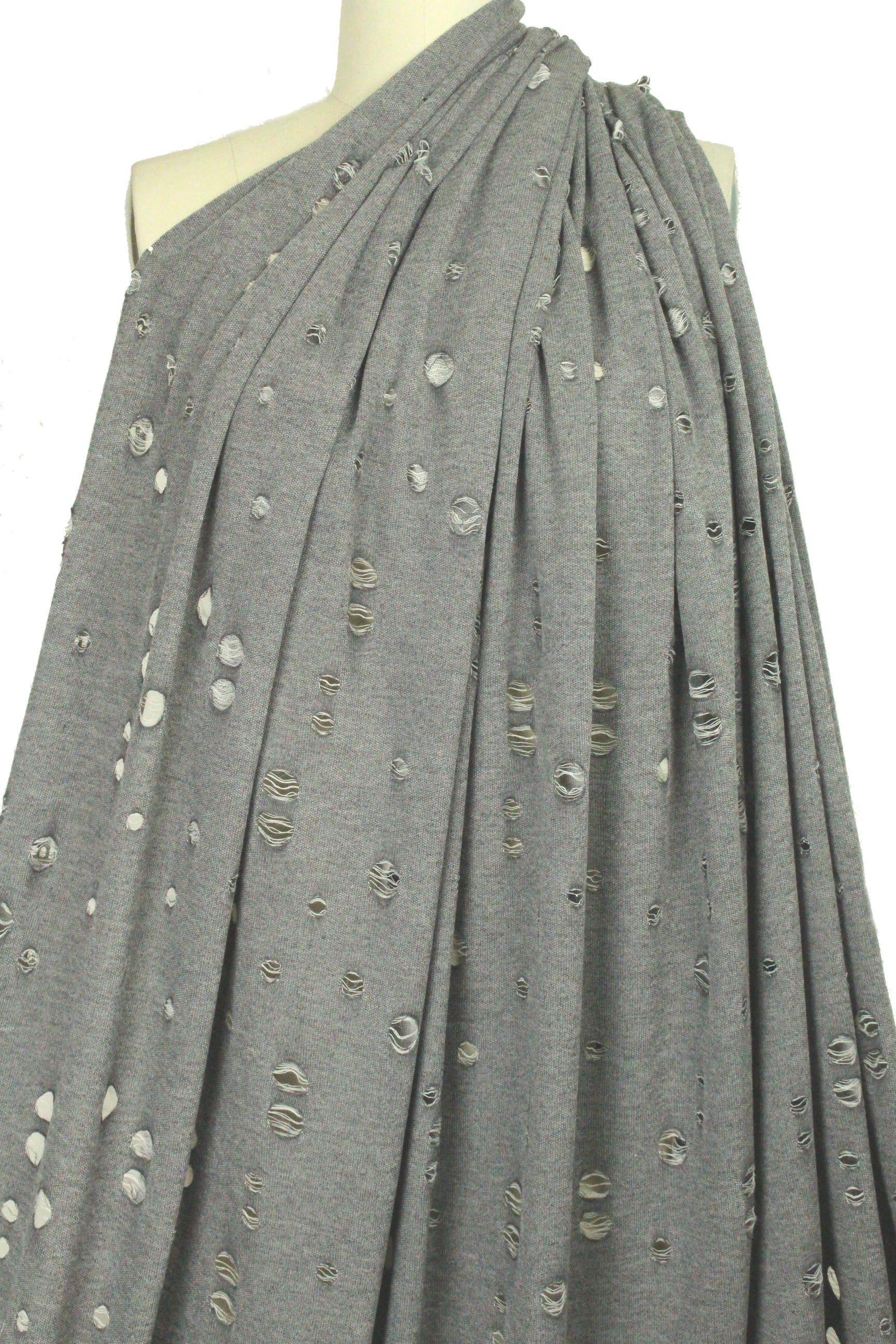 Italian 'drop stitch' novelty sweater knit - tweedy gray