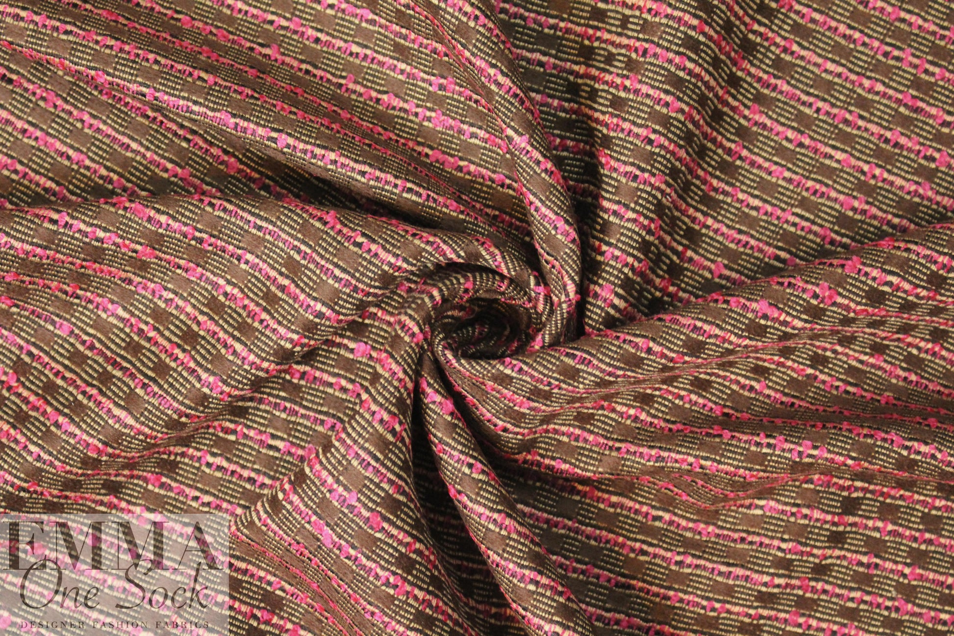CA designer pink/chocolate novelty weave stripe 2.33 yds