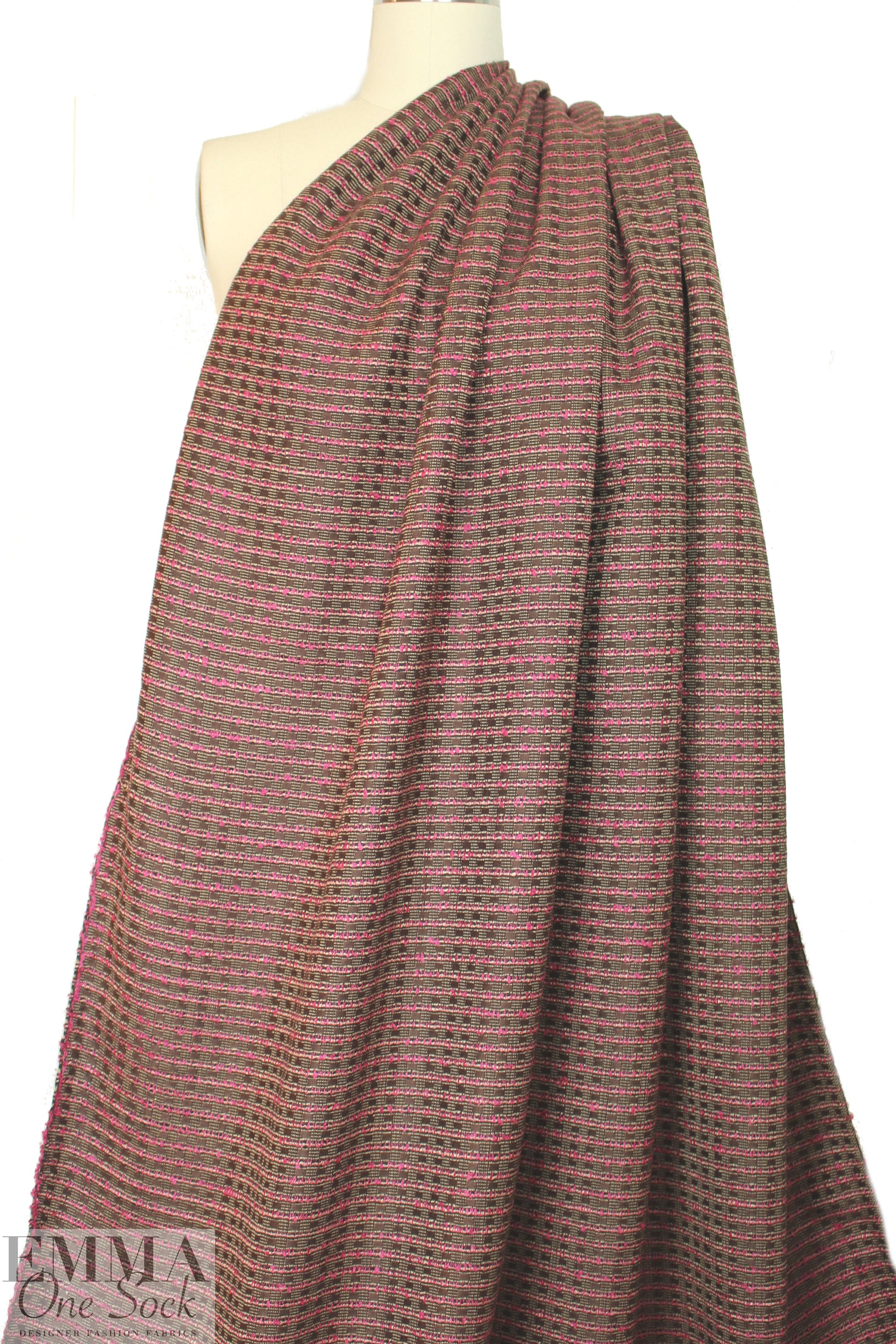 CA designer pink/chocolate novelty weave stripe 1.125 yds