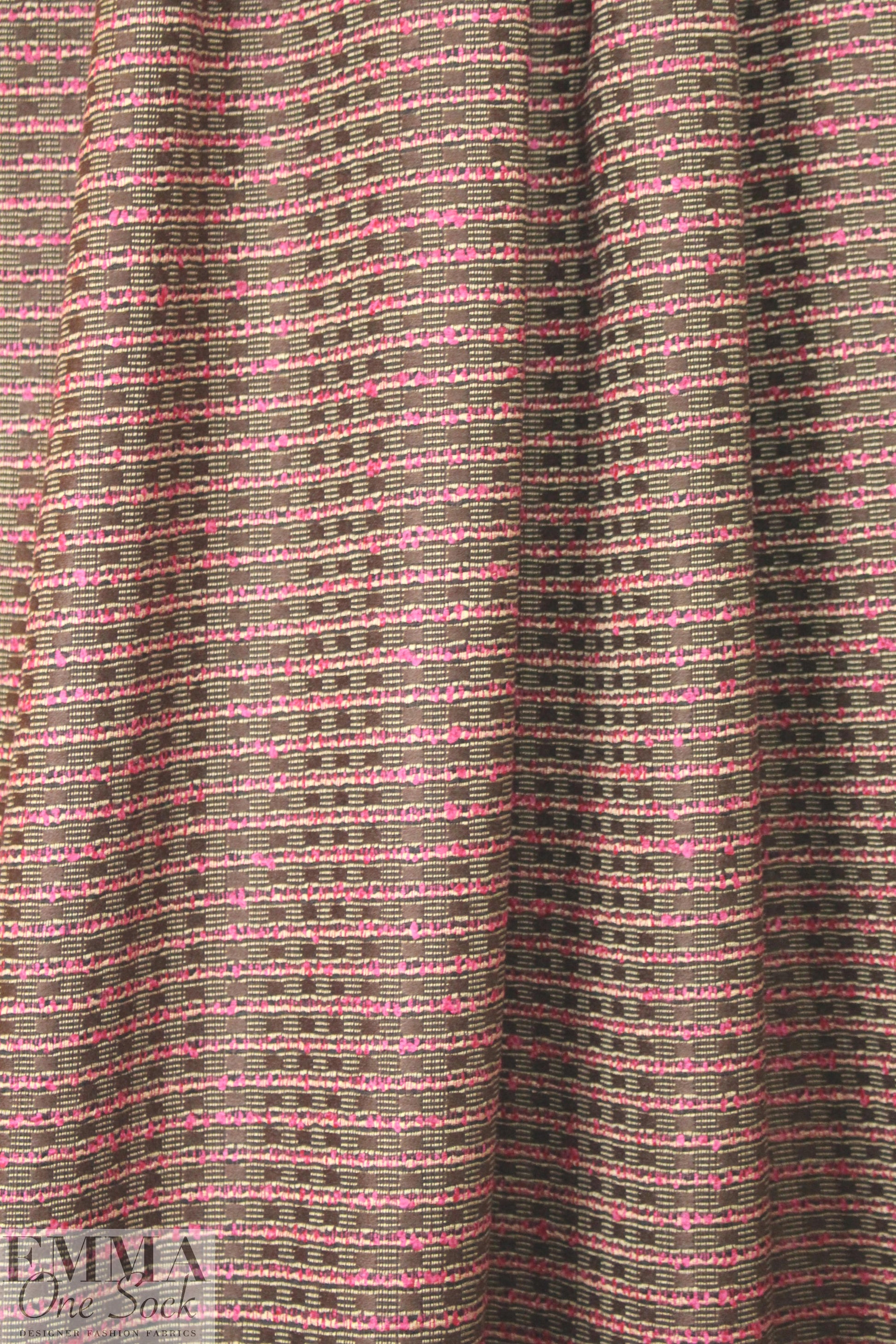 CA designer pink/chocolate novelty weave stripe 2.33 yds