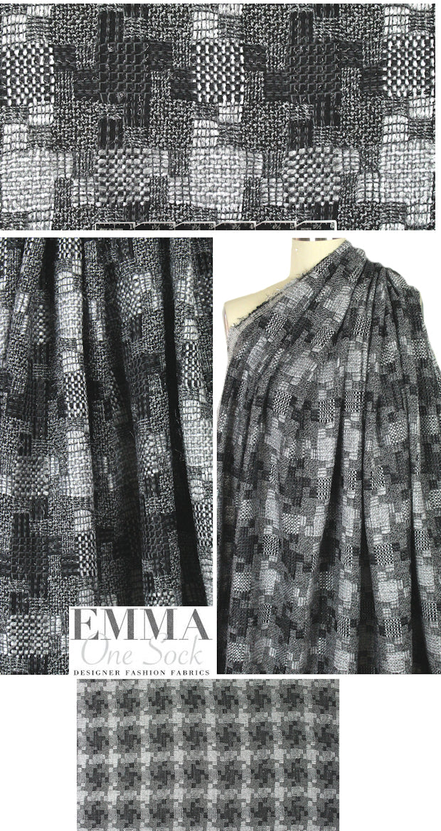 Italian viscose blend novelty boucle' - black/silver