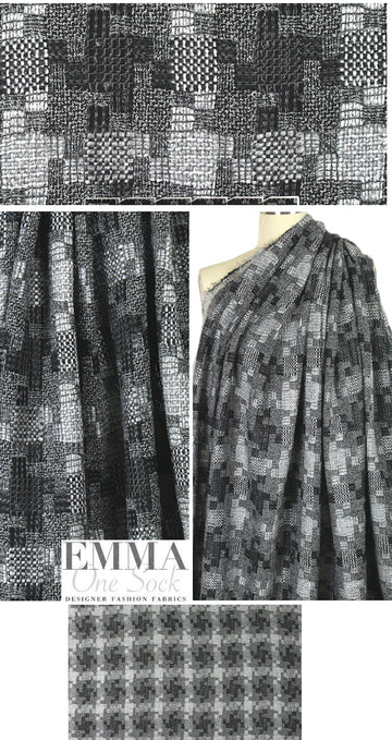 Italian viscose blend novelty boucle' - black/silver 2.5 yds
