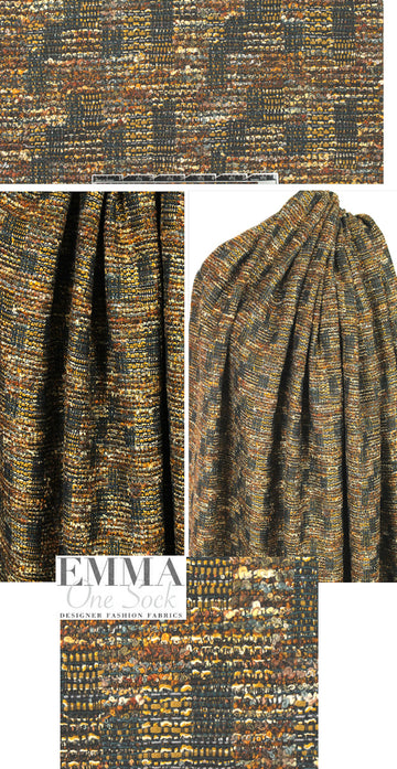 Italian wool blend novelty boucle' - spice/teal 1.75 yds
