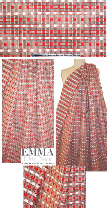 Mi11y red/white-gold/espresso graphic weave 1.375 yd