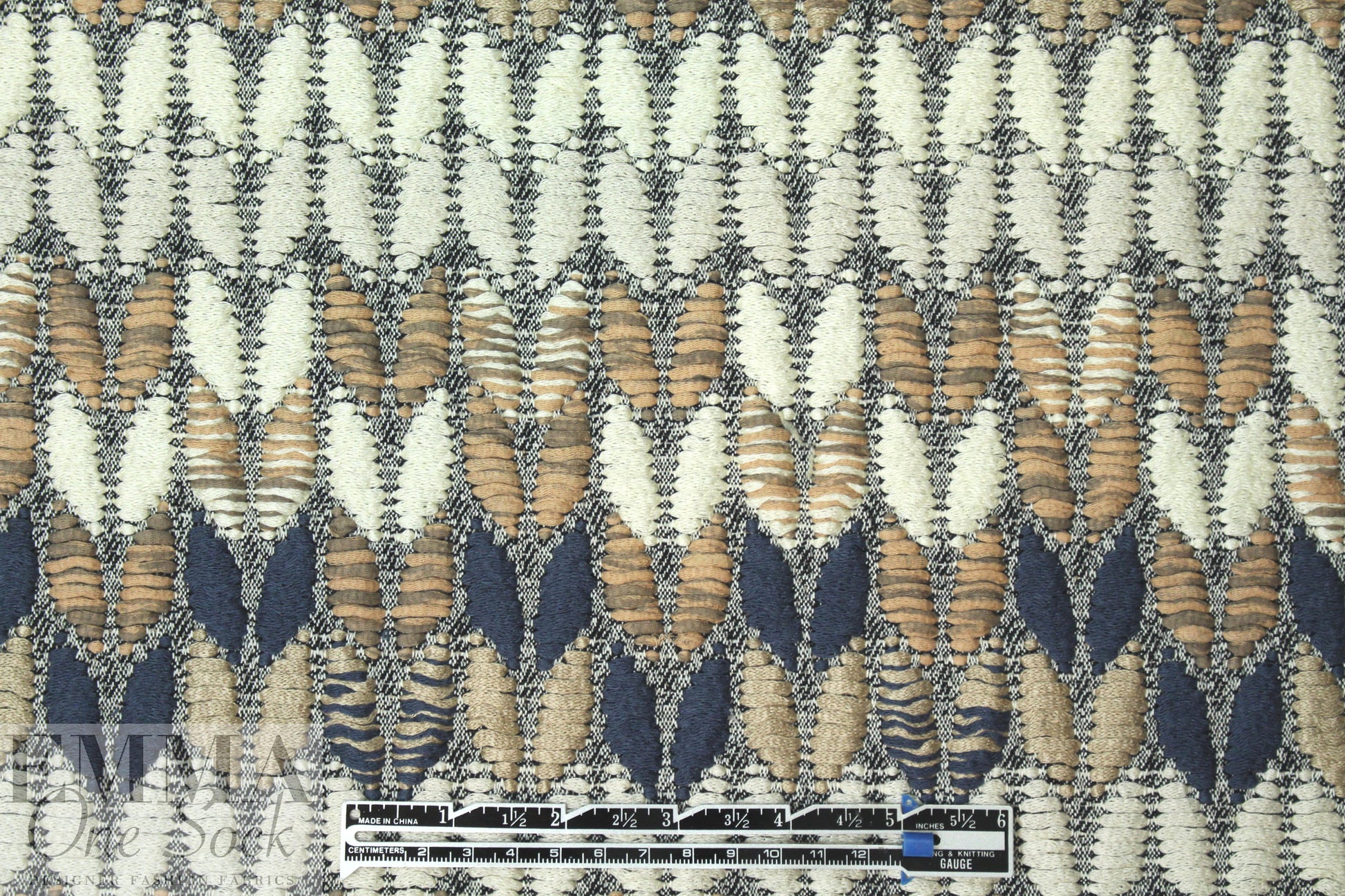 Yiga1 Azroue1 cotton blend novelty weave - beige/navy