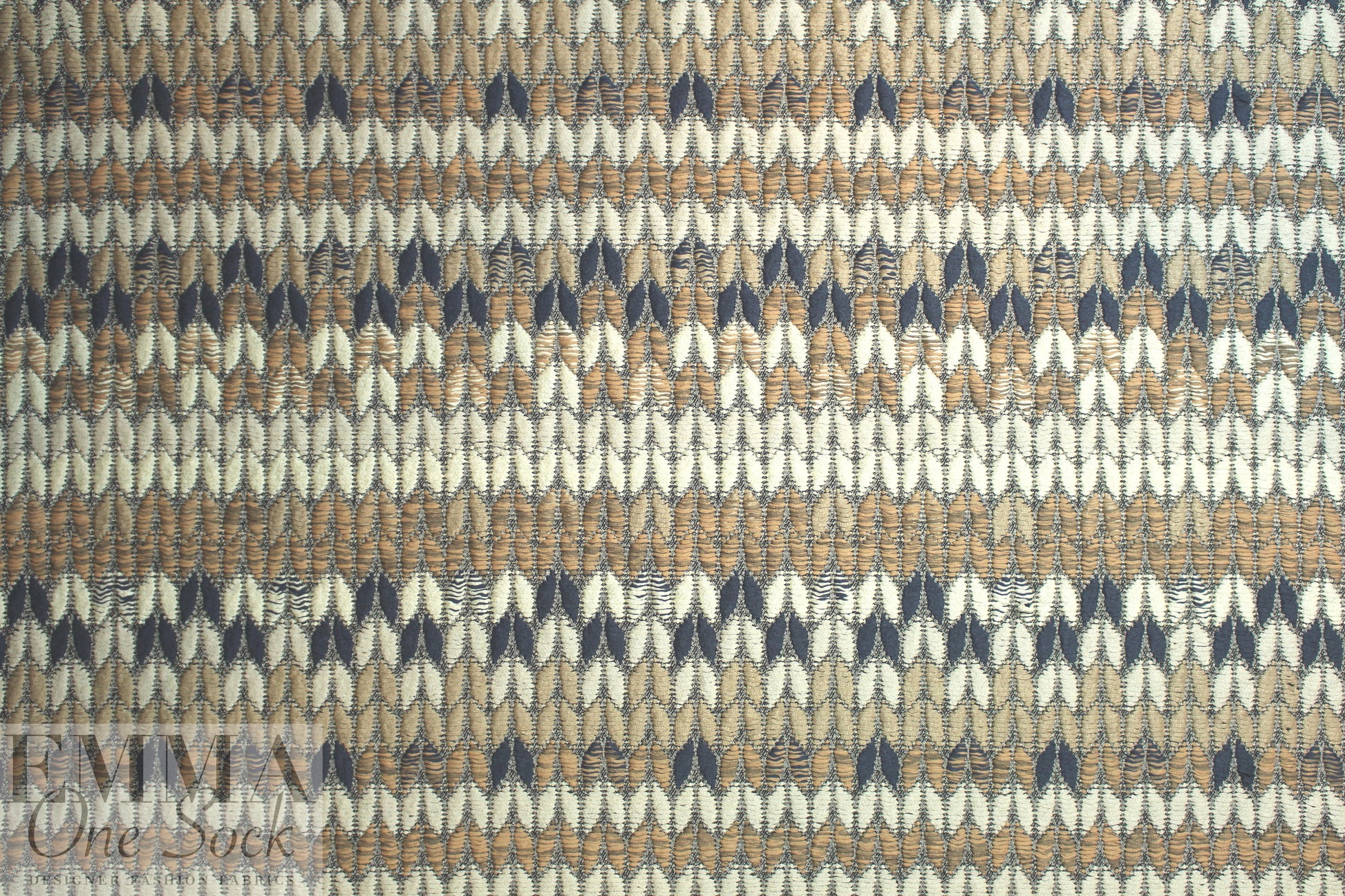 Yiga1 Azroue1 cotton blend novelty weave - beige/navy