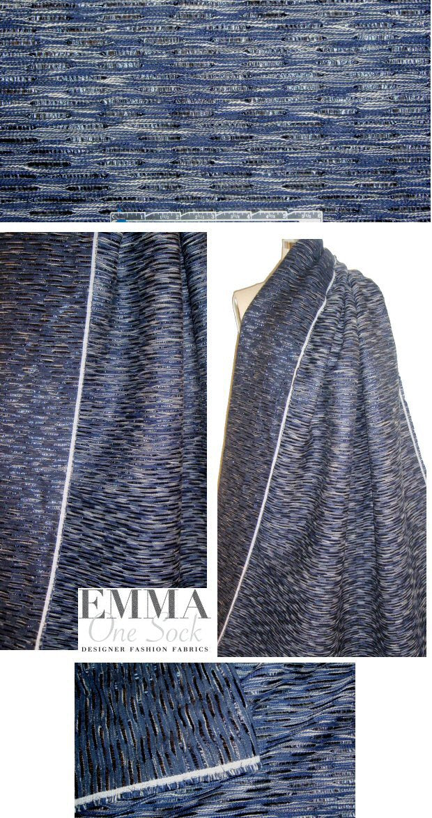 French cotton blend navy/shimmer fancy weave